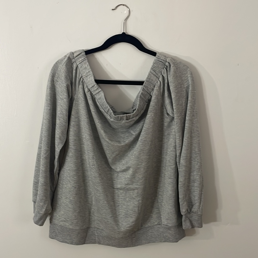 NWT Lumiere Off the Shoulder Sweatshirt Top Gray - Picture 3 of 4